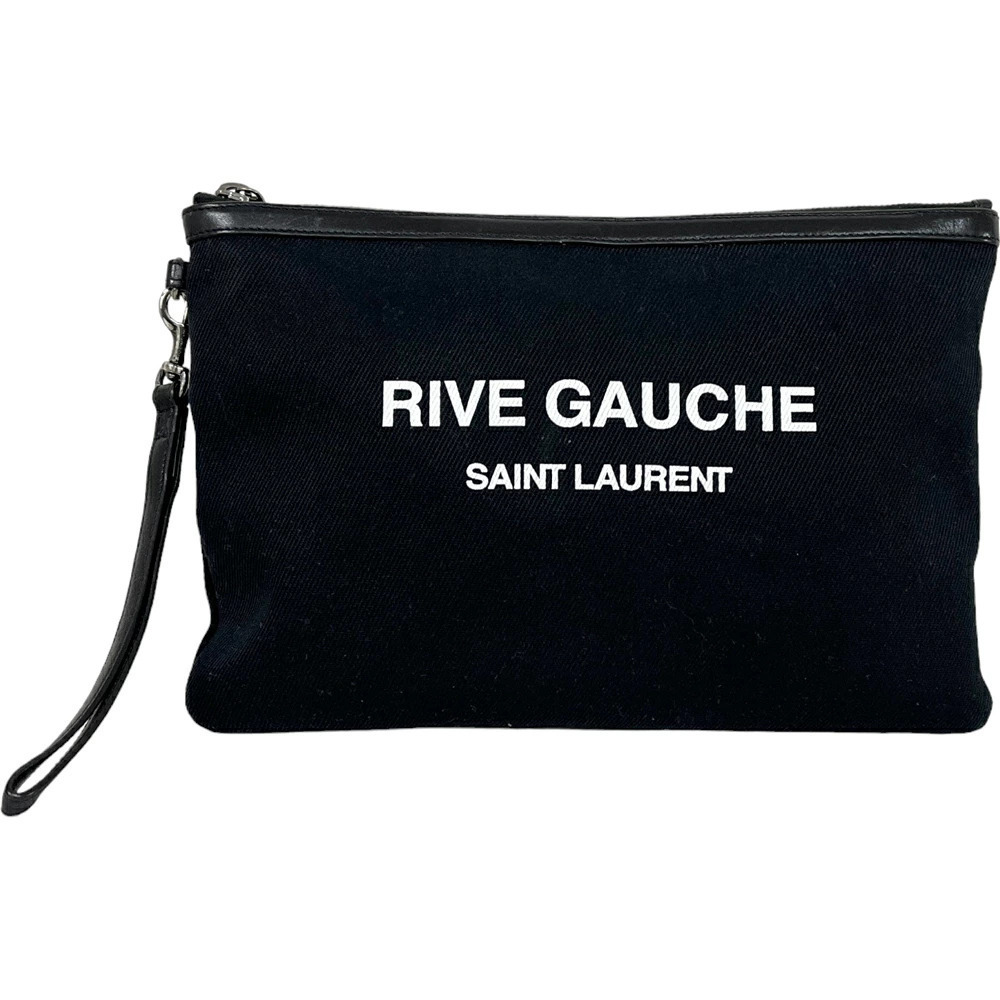 Saint Laurent Clutch Handbag Shoulder Rive Black Bag Gauche